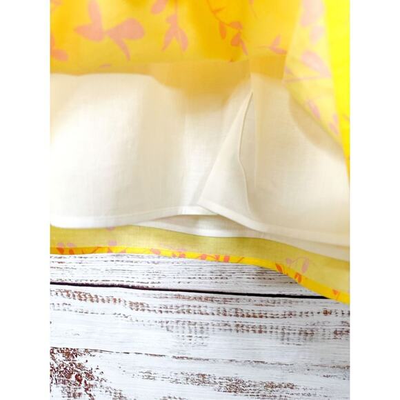 Karina Grimaldi Women's V Neck Tassel Flutter Sleeve Floral Top Bright Yellow XS - Picture 8 of 11